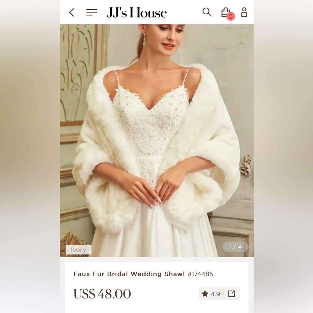 Faux Fur Bridal Wedding Shawl from JJ’s House - like new